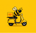Abeja de Colmena Lavandería haciendo una entrega en motoneta